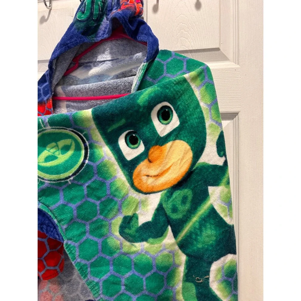 PJ Masks Hooded Bath Towel Kids Blue Red Green Catboy Owlette Gekko DIsney